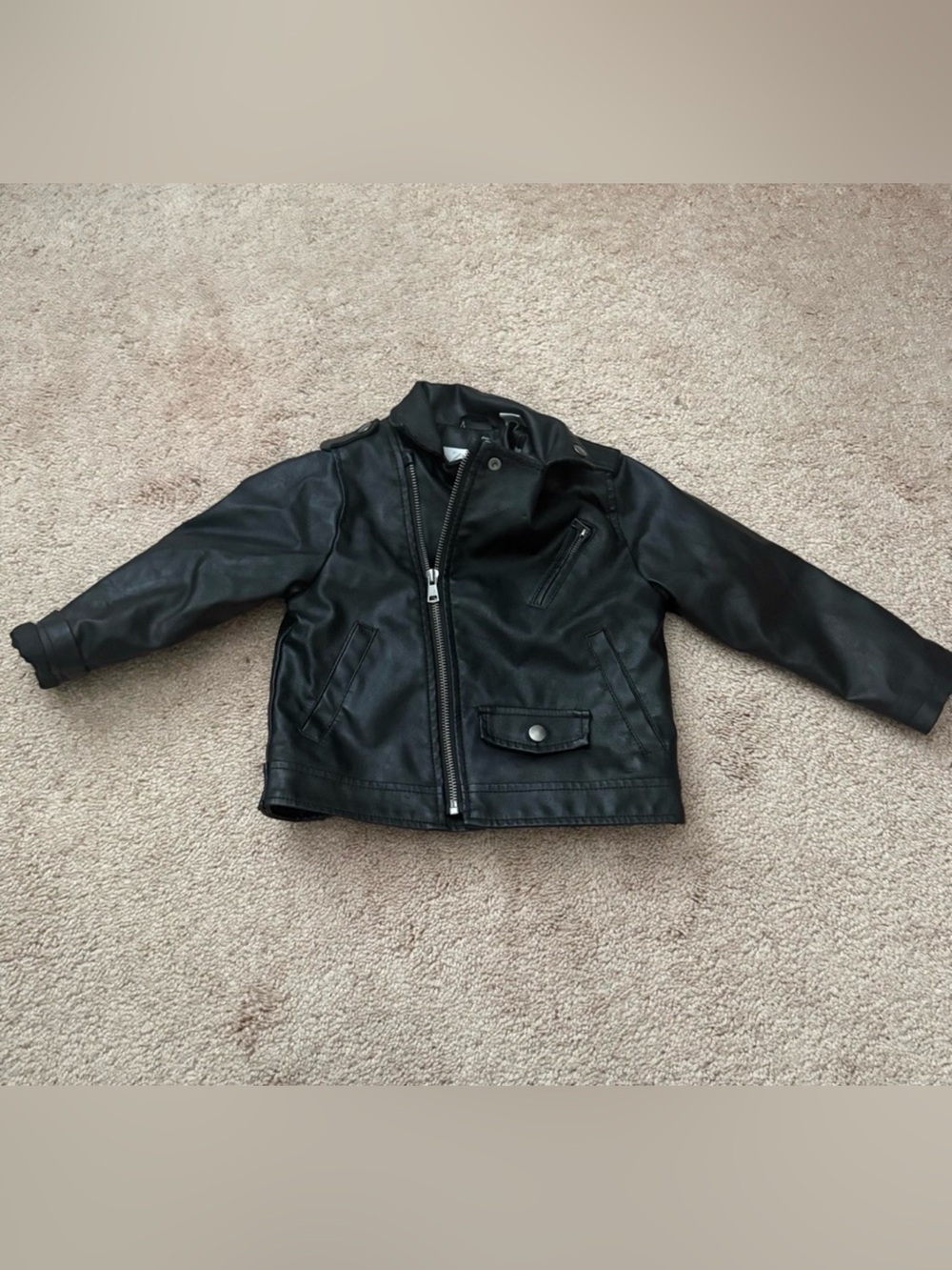 3T Zara Kids Black Moto Faux Leather Jacket